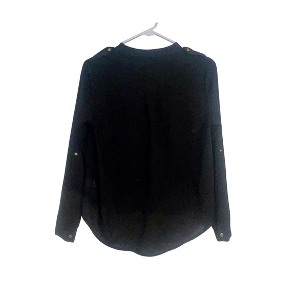 Chocolate U.S.A Woman’s Black Sheer Button- Down Blouse - Picture 4 of 6